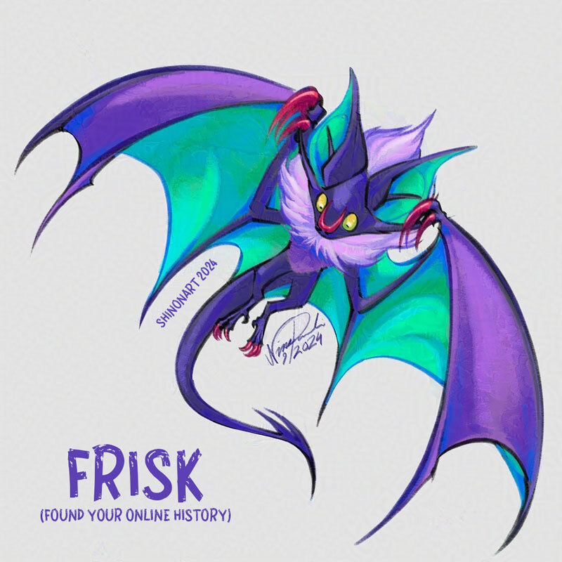 animal_focus, artist_name, bat_(animal), clawed_wings, colored_sclera, commentary, dated, dragon