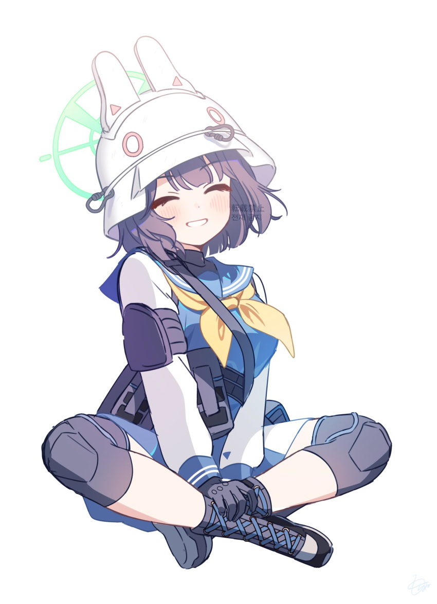 1girl, blue_archive, breasts, green_eyes, green_halo, hair_between_eyes, hair_ornament, halo