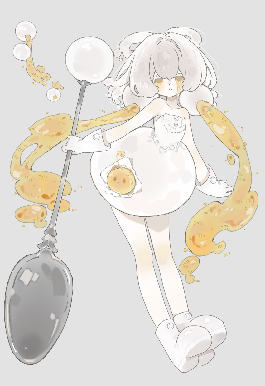 1girl, :<, absurdres, alternate_costume, alternate_hairstyle, bare_shoulders, bity3155660241, blonde_hair