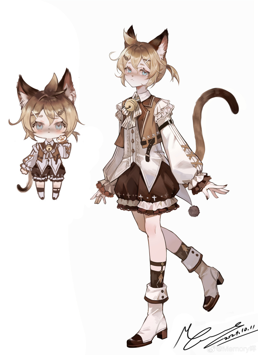 1boy, absurdres, ahoge, animal_ear_fluff, animal_ears, animal_hands, ankle_socks, argyle_clothes