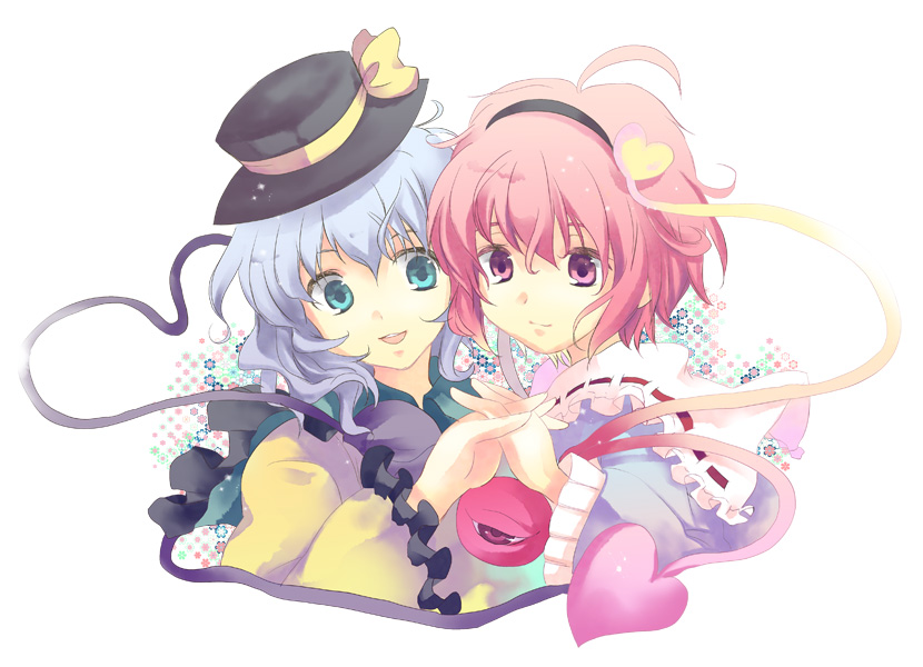 akarino_(yucco), aqua_eyes, hairband, hat, heart, heart_of_string, komeiji_koishi, komeiji_satori