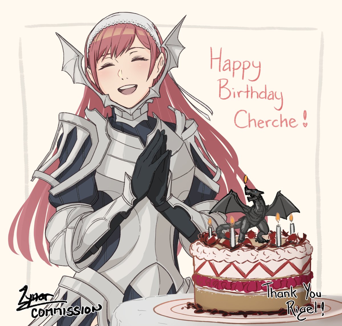 1girl, armor, armored_dress, birthday_cake, black_dress, black_gloves, breastplate, cake