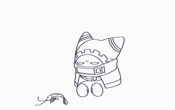animal, animated, animated_gif, antennae, kirby_(series), looking_at_another, magolor, monochrome