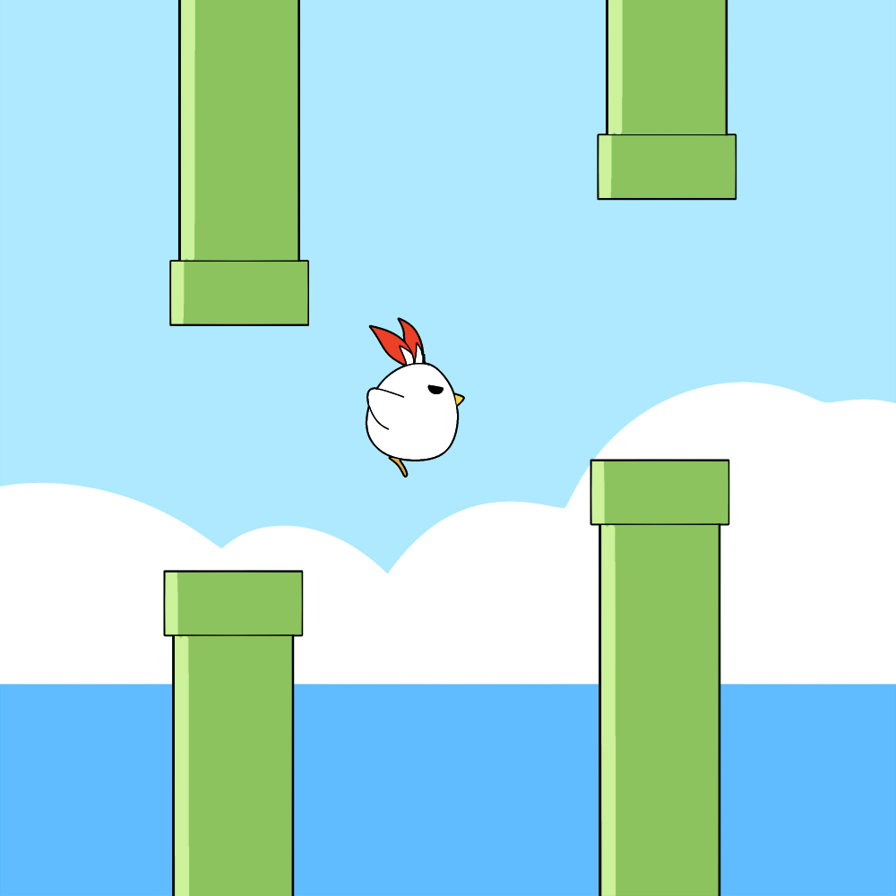 animal, animal_focus, bird, blue_sky, clouds, day, flappy_bird, from_side