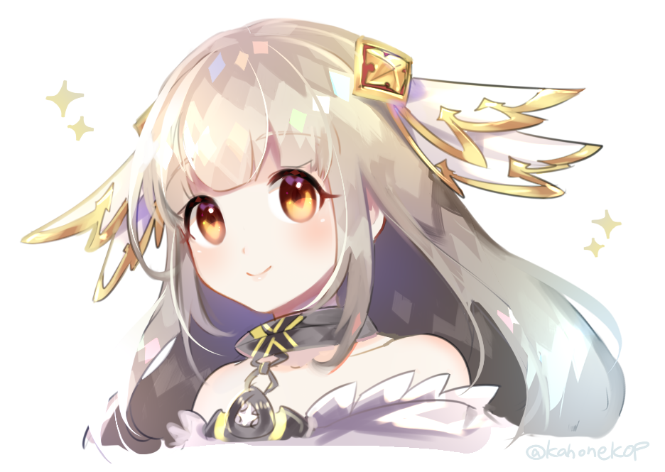 1girl, bare_shoulders, brown_eyes, choker, grey_hair, hair_ornament, komenashi7, long_hair