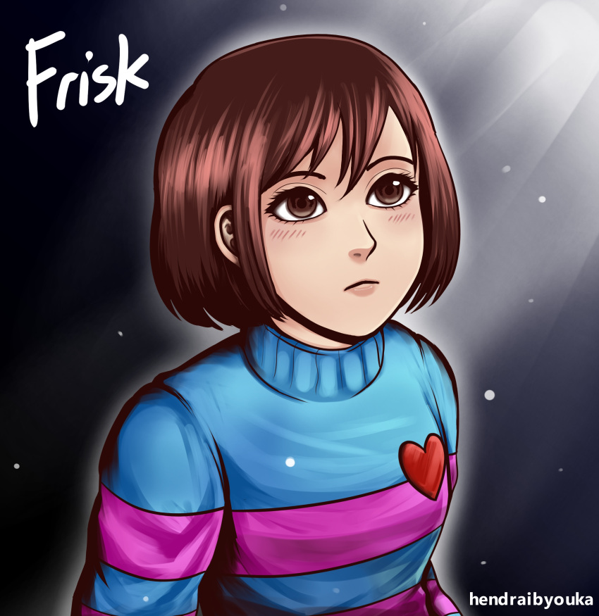 1other, absurdres, androgynous, artist_name, brown_eyes, character_name, commentary, frisk_(undertale)