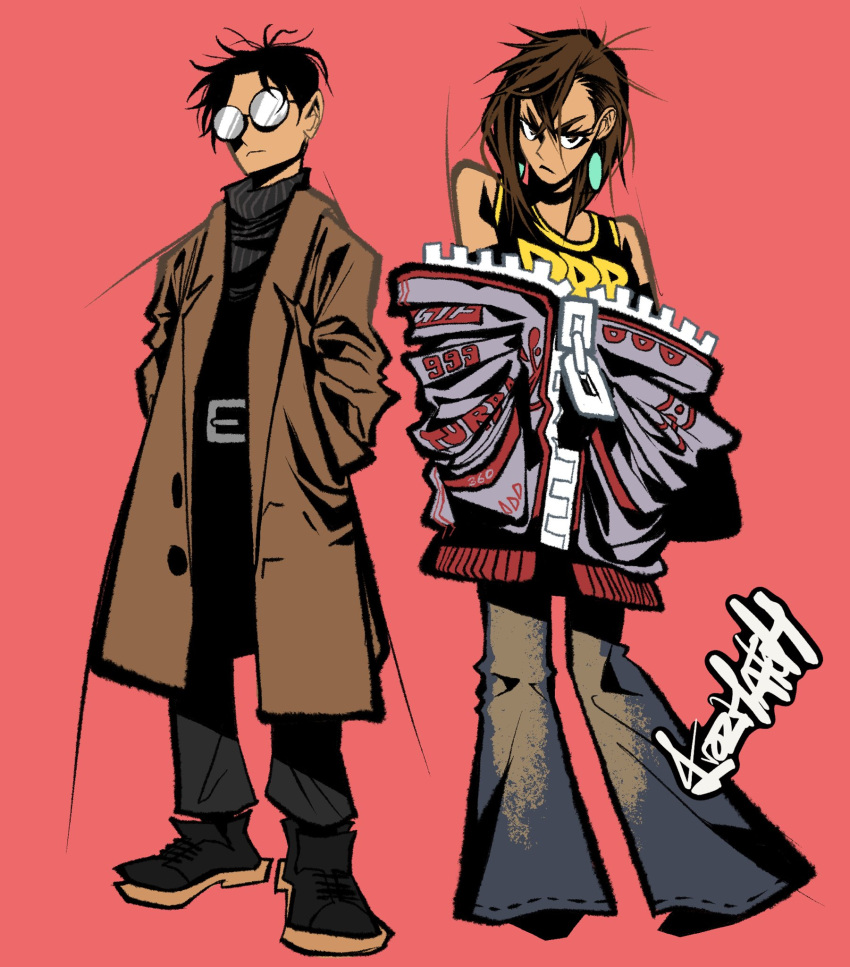 1boy, 1girl, alternate_costume, artist_name, ayase_momo, black_choker, black_hair, brown_eyes