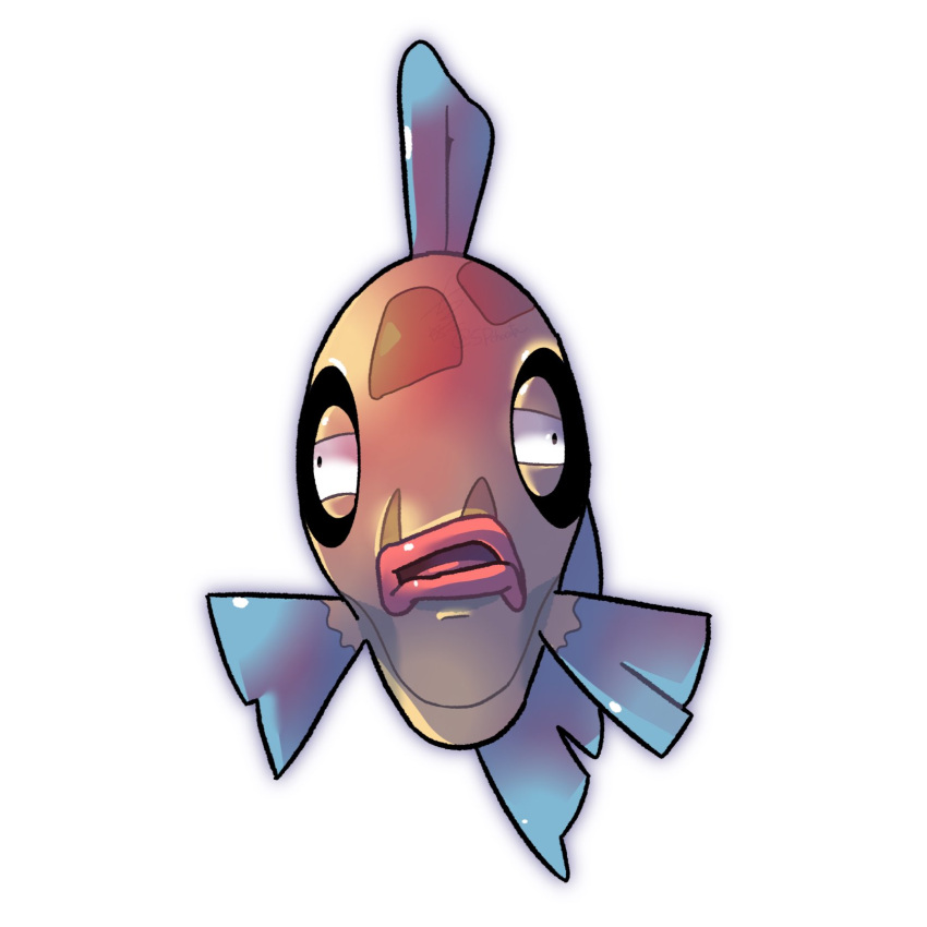 animal_focus, black_eyes, chocota_(spchocota), commentary_request, derivative_work, feebas, fish, full_body