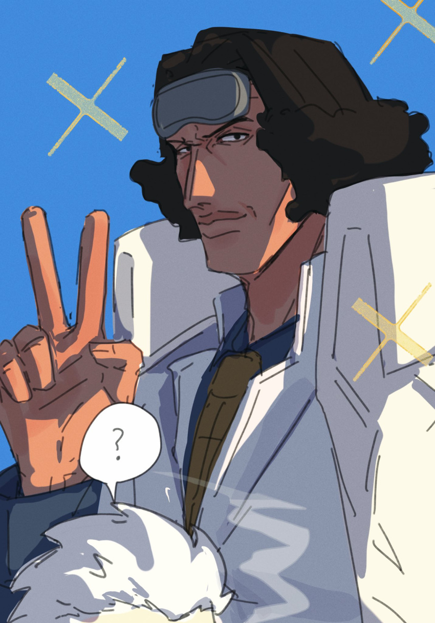 2boys, ?, a_ddove, black_hair, blue_shirt, blue_sky, coat, collared_coat