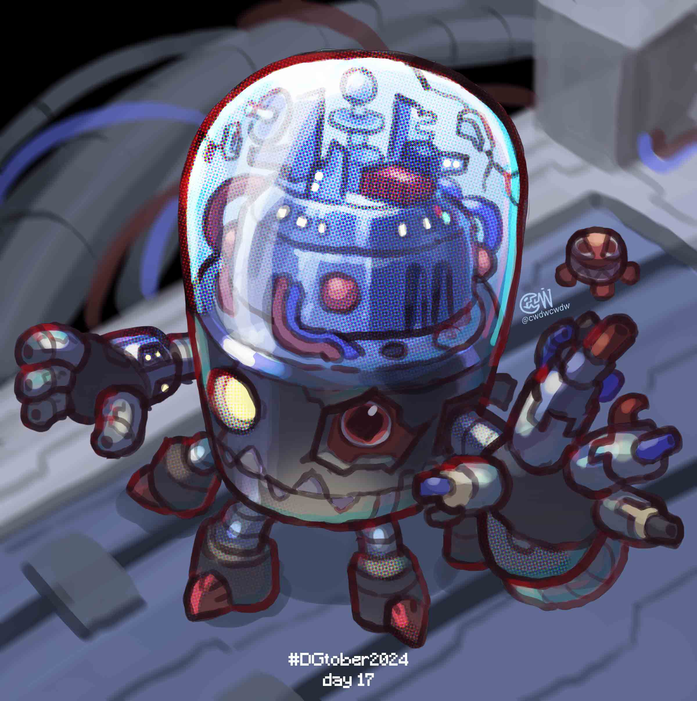 absurdres, blurry, blurry_background, cwdw, damaged, digimon, digimon_(creature), full_body