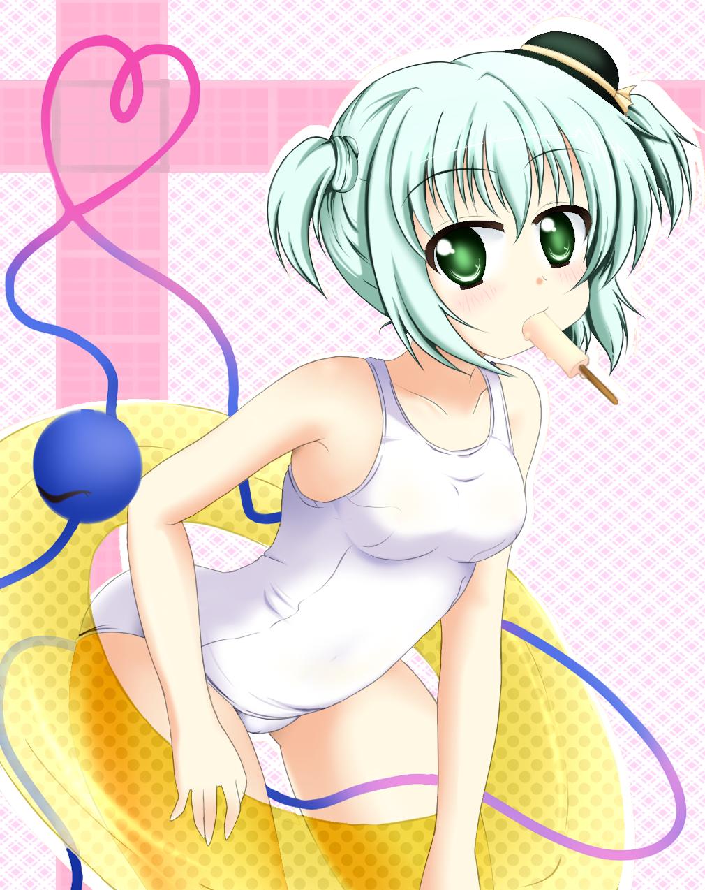 bad_id, hat, highres, innertube, kanarai_taru, komeiji_koishi, solo, swimsuit