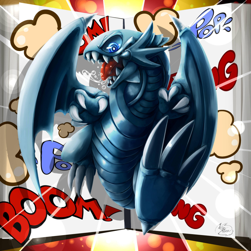 blue-eyes_toon_dragon, blue-eyes_white_dragon, blue_eyes, blue_scales, blue_skin, book, claws, colored_skin