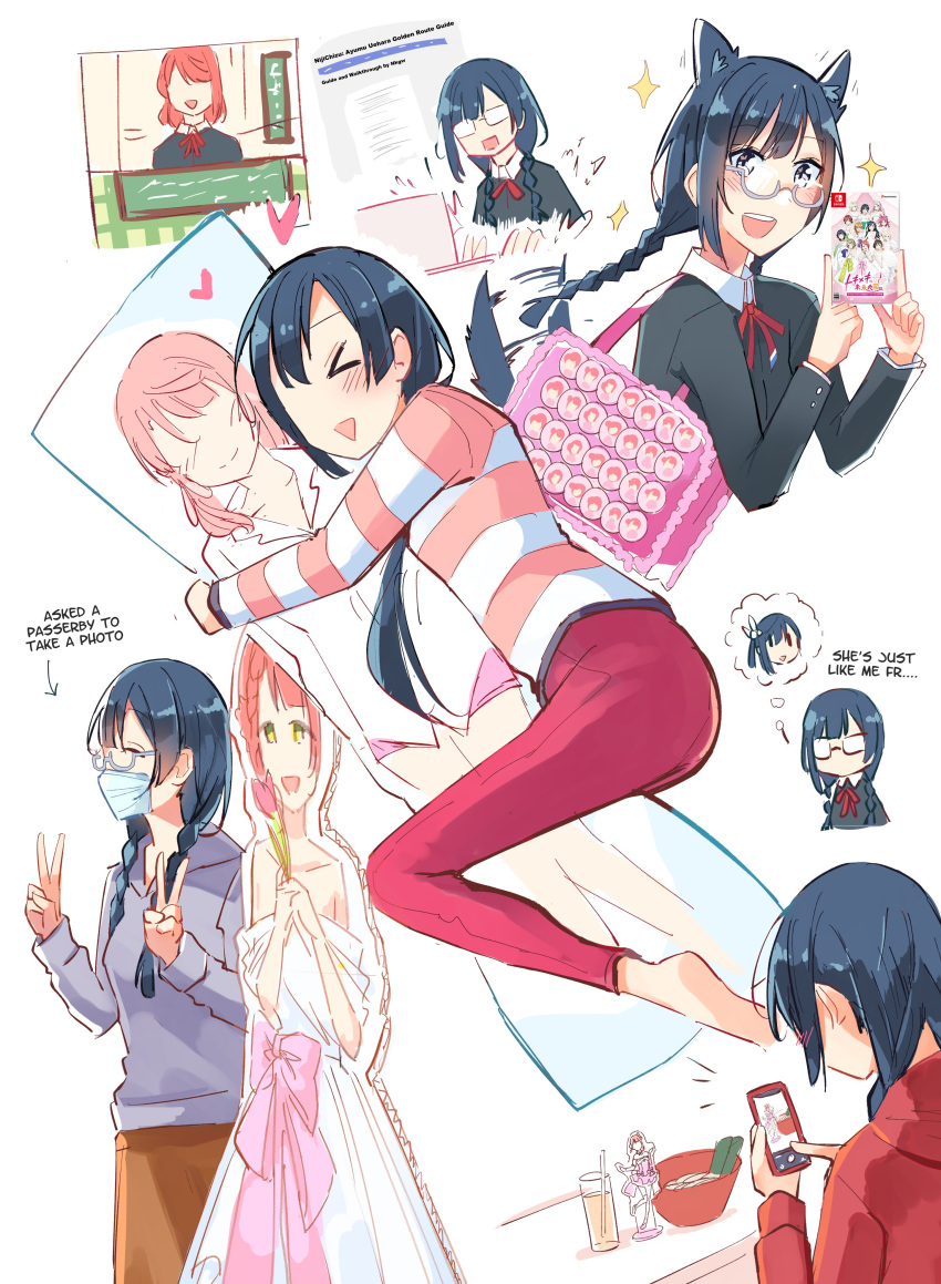 >_<, 1girl, :>, :d, ^_^, absurdres, acrylic_stand_(object), alternate_universe