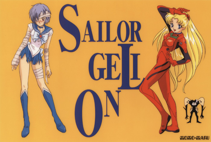 ayanami_rei, bandage, bandages, bangs, bishoujo_senshi_sailor_moon, blonde_hair, blue_eyes, blue_hair, boots, crossover, eye_contact, hand_on_hip, hips, latex, long_hair, neon_genesis_evangelion, plugsuit, plugsuit(cosplay), plugsuit_(cosplay), red_eyes, sailor_mercury_(cosplay), sailor_moon, short_hair, skirt, smile, soryu_asuka_langley, souryuu_asuka_langley, souryuu_asuka_langley_(cosplay), torn_clothes, tsukino_usagi, very_long_hair
