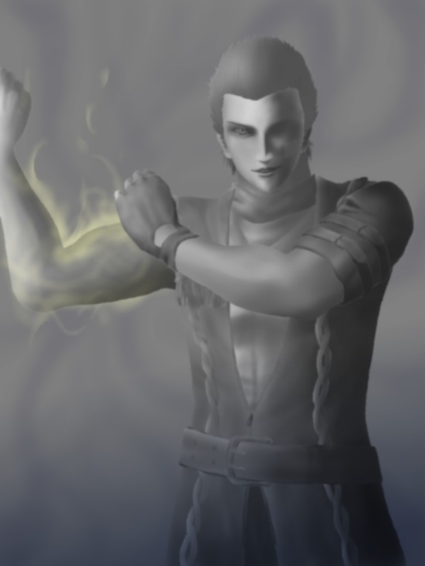 gene, god_hand, kokura, short_hair, simple_background
