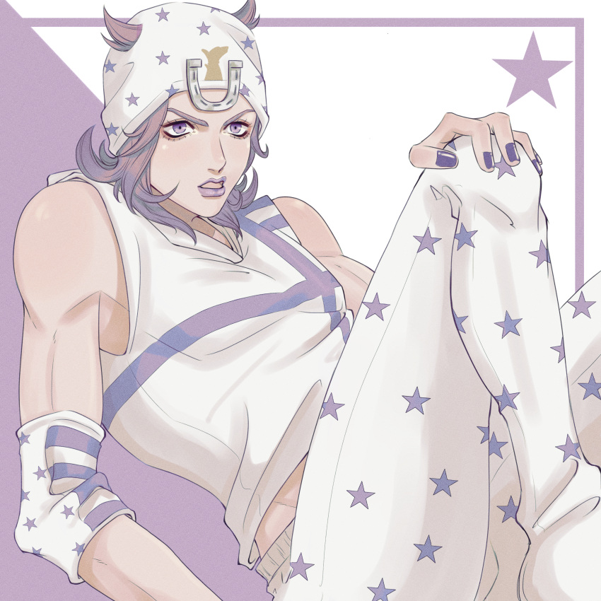 1boy, absurdres, brown_hair, commentary_request, hat, highres, horseshoe, johnny_joestar