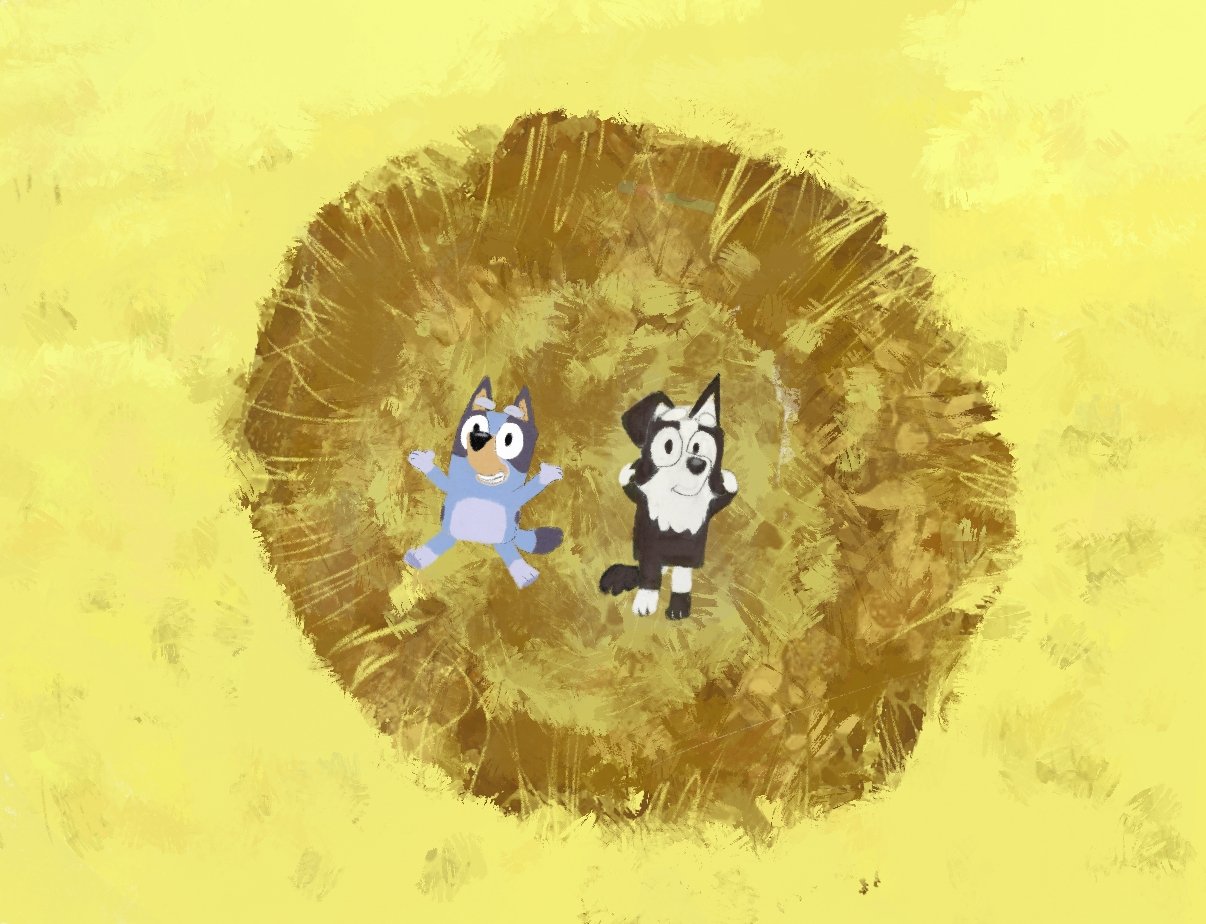 1boy, 1girl, :d, bluey, bluey_heeler, corn_field, day, furry