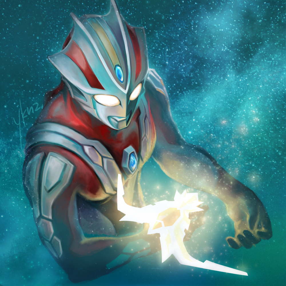 1boy, alien, armor, breastplate, color_timer, colored_skin, commentary, compound_eyes