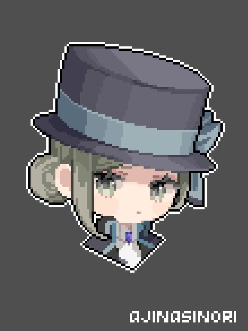 1girl, ajinasi_nori, artist_name, ascot, black_coat, blue_bow, boater_hat, bow