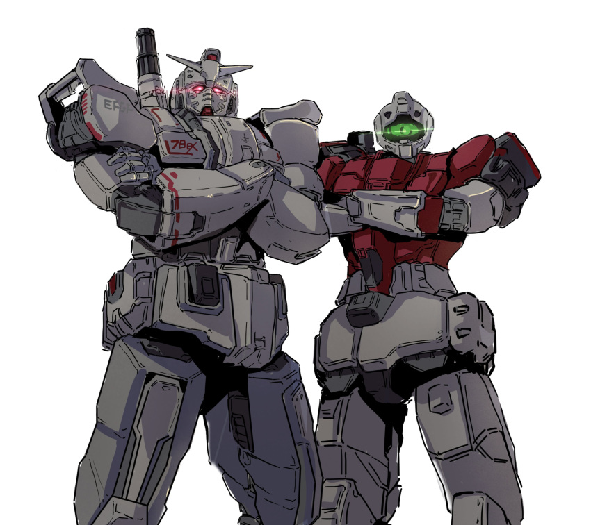 absurdres, assault_visor, crossed_arms, earth_federation, glowing, glowing_eyes, gm_command, green_visor