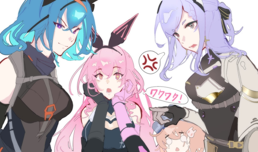 4girls, alisa:_echo_(pgr), alisa_(pgr), anger_vein, animal_ears, ayla:_kaleido_(pgr), ayla_(pgr), beret
