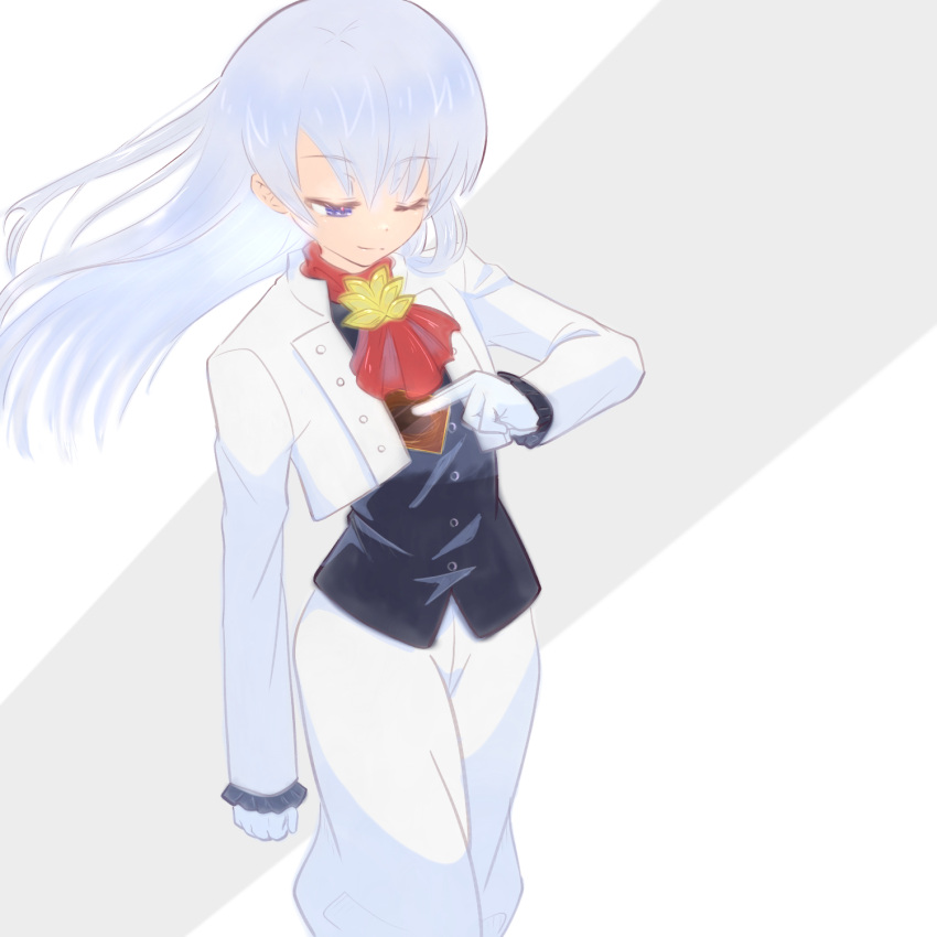 1girl, ascot, black_shirt, card, gloves, highres, holding, holding_card