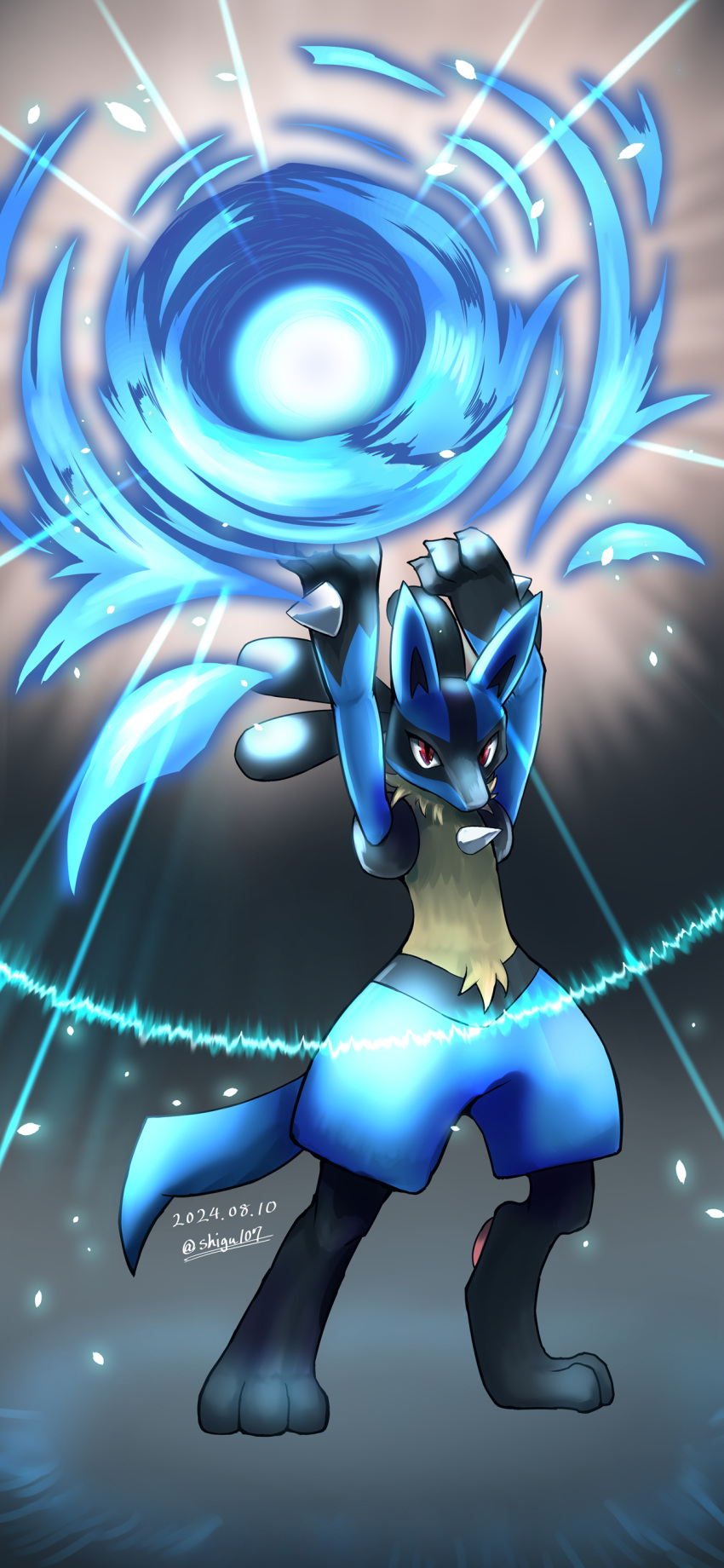 absurdres, aura_sphere_(pokemon), black_hair, claws, dated, full_body, furry, highres