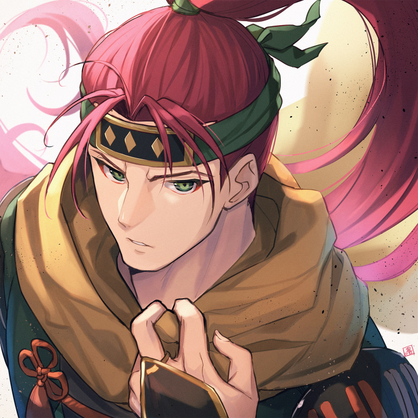1boy, fire_emblem, fire_emblem:_radiant_dawn, fire_emblem_heroes, green_eyes, headband, highres, long_hair