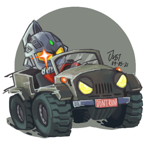 1boy, angry, car, chibi, color_timer, colored_skin, commentary, dated, driving, english_commentary, english_text, eye_slugger, forehead_jewel, glowing, glowing_eyes, green_background, green_car, isuzu_motors, isuzu_unicab, ju5tab0r3d1, license_plate, looking_ahead, lowres, male_focus, motor_vehicle, red_skin, signature, silver_skin, simple_background, solo, speed_lines, sports_utility_vehicle, tire, tokusatsu, ultra_series, ultraman_leo_(series), ultraseven, windshield, wipers, yellow_eyes