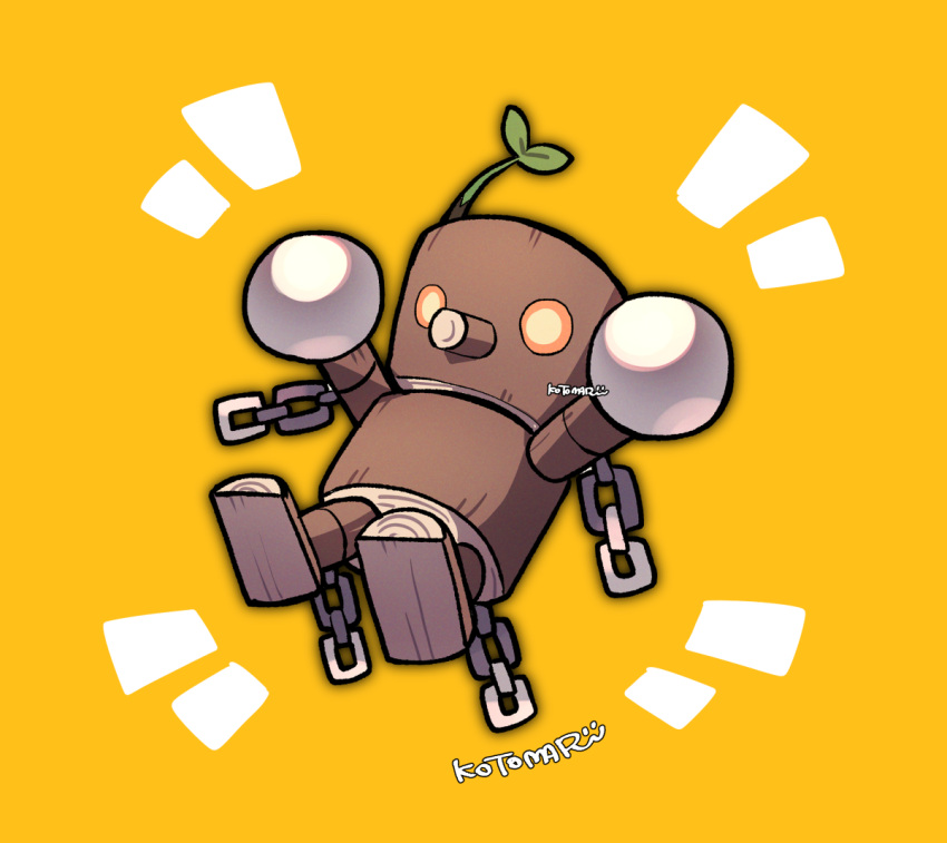 arms_up, chain, chibi, chibi_only, commentary_request, full_body, kotorai, mokujin_(tekken)