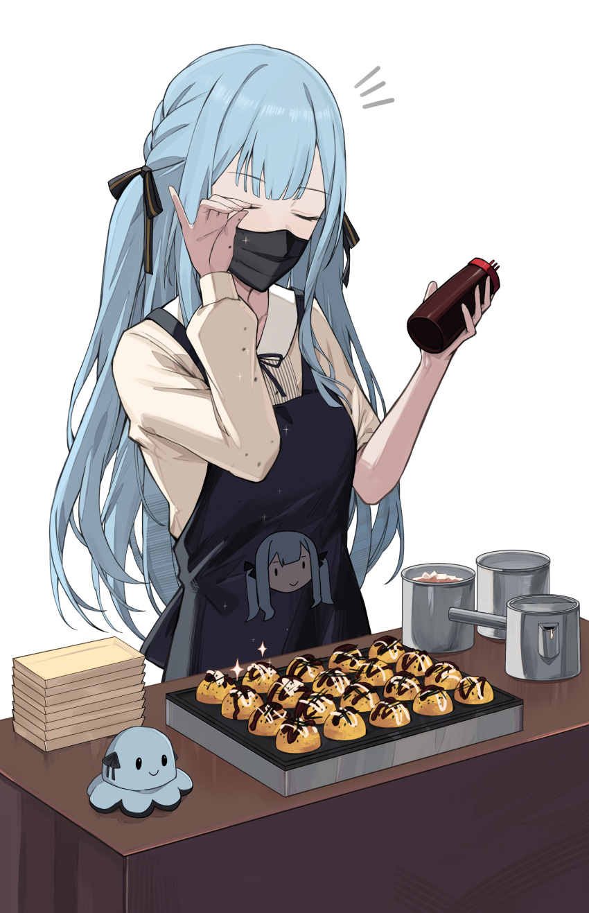 1girl, absurdres, apron, bang_dream!, bang_dream!_it's_mygo!!!!!, black_apron, black_mask, black_ribbon