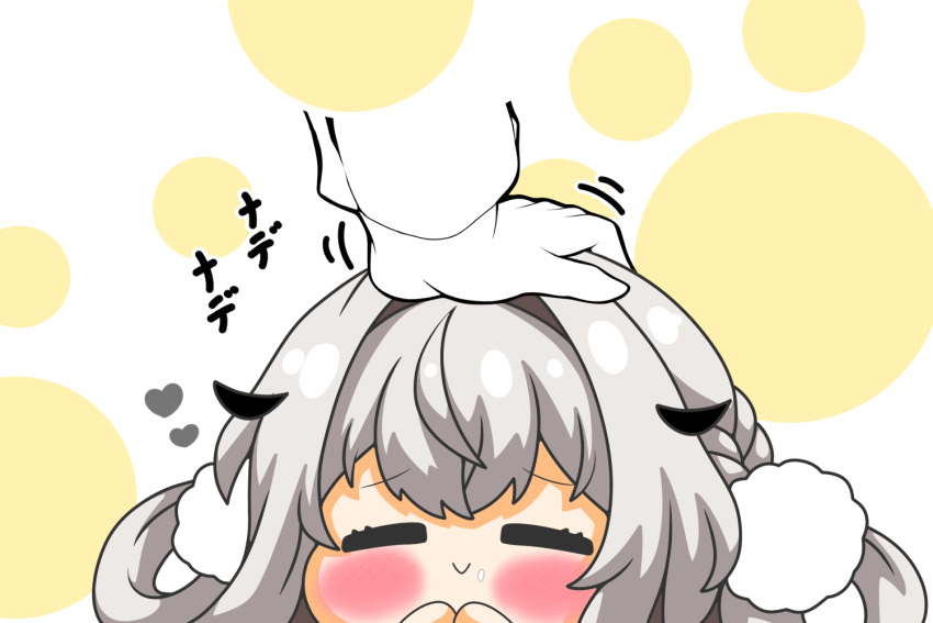 1girl, 1other, :>, azur_lane, black_hair, blush, braid, chibi