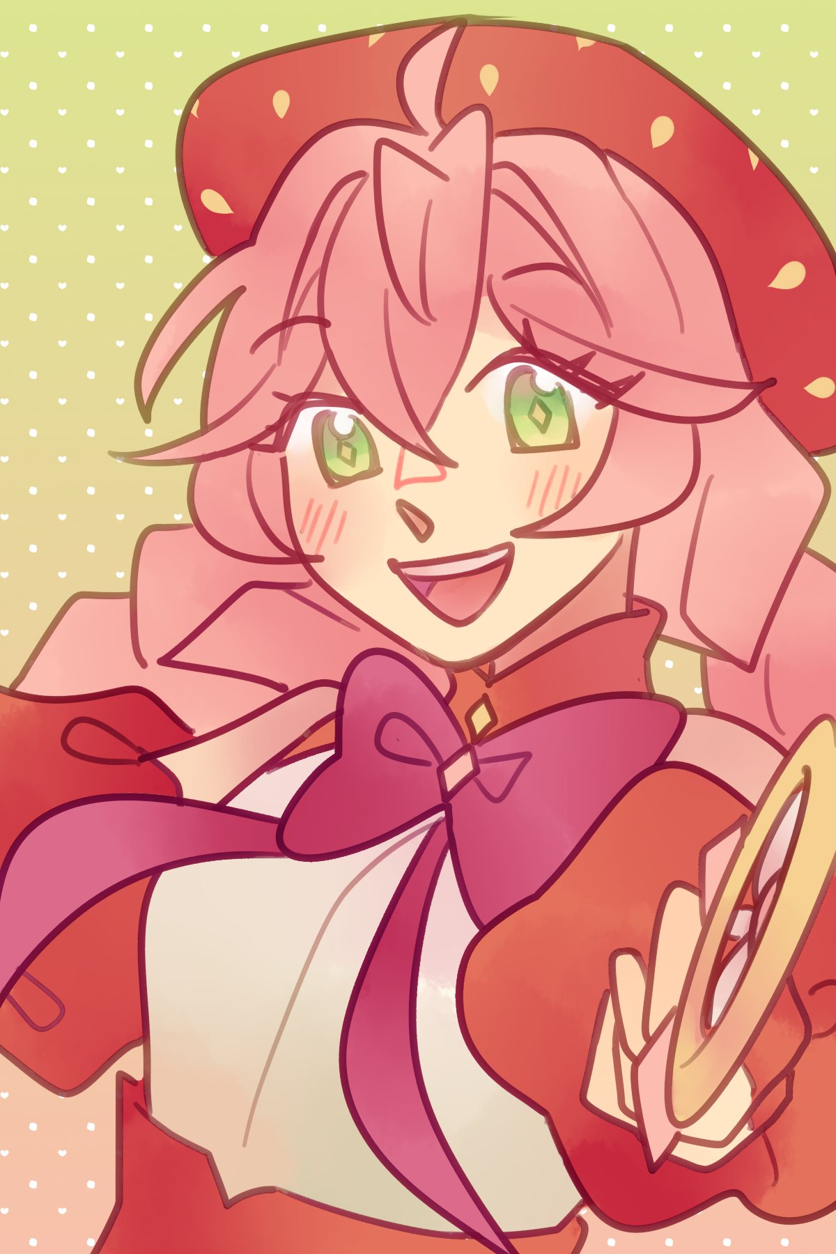 1girl, :d, acro_trip, ahoge, berry_blossom, blush, braid, corset