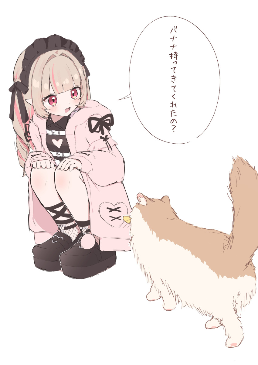 1girl, absurdres, black_dress, blush, cat, clothing_cutout, dress, flat_chest