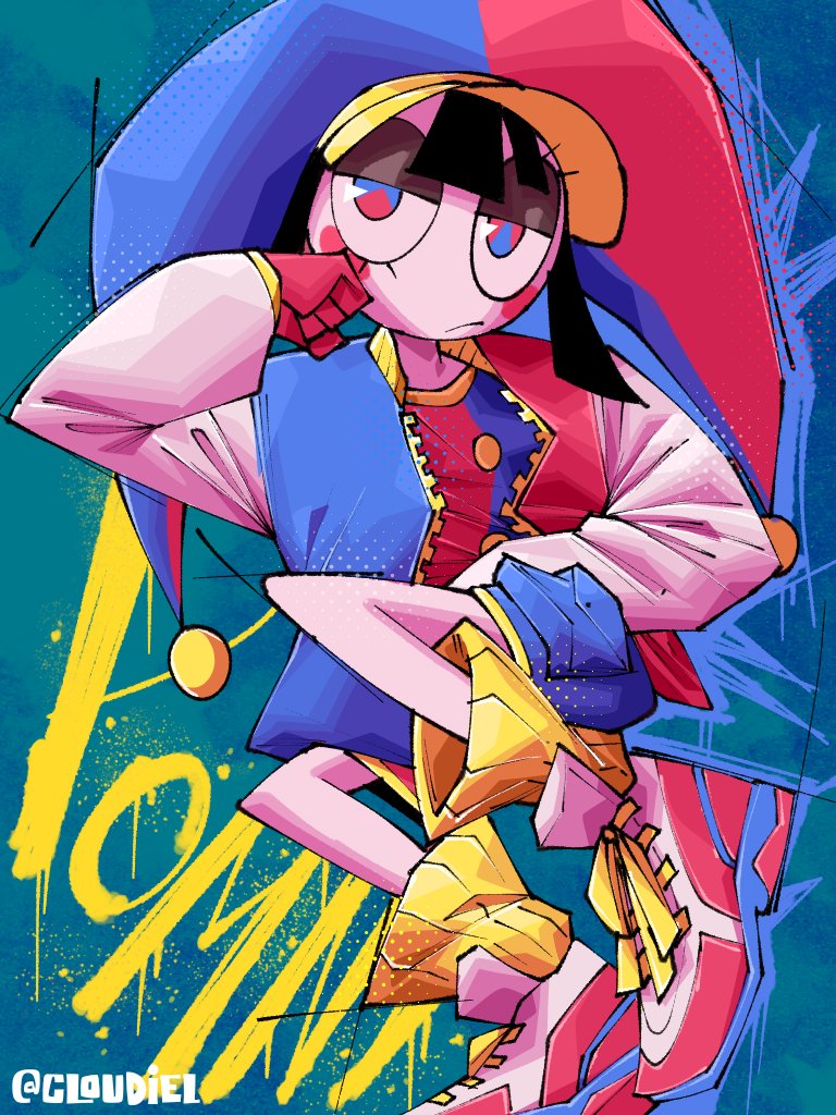 1girl, :/, alternate_costume, artist_name, black_hair, blue_eyes, blue_hat, blue_jacket
