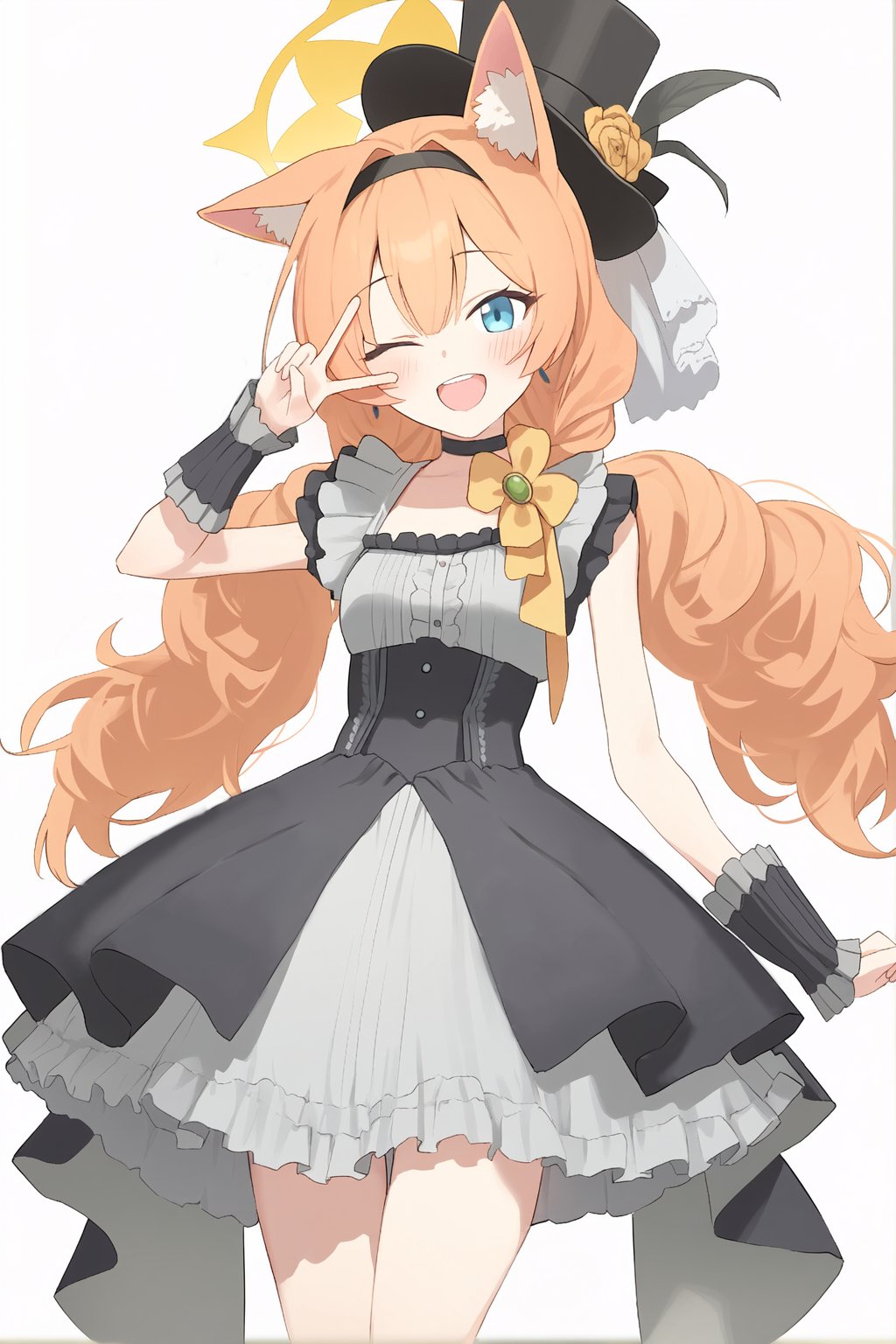 09cch29, 1girl, animal_ear_fluff, animal_ears, black_headband, blue_archive, flower, halo