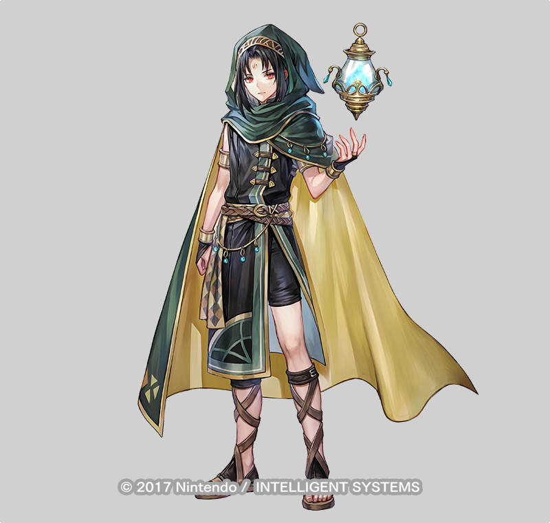 1boy, androgynous, armlet, belt, black_hair, bracelet, cape, closed_mouth