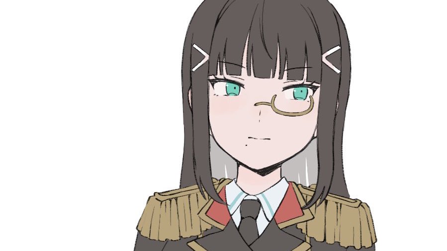1girl, aqua_eyes, black_hair, black_jacket, black_necktie, blunt_bangs, closed_mouth, collared_shirt