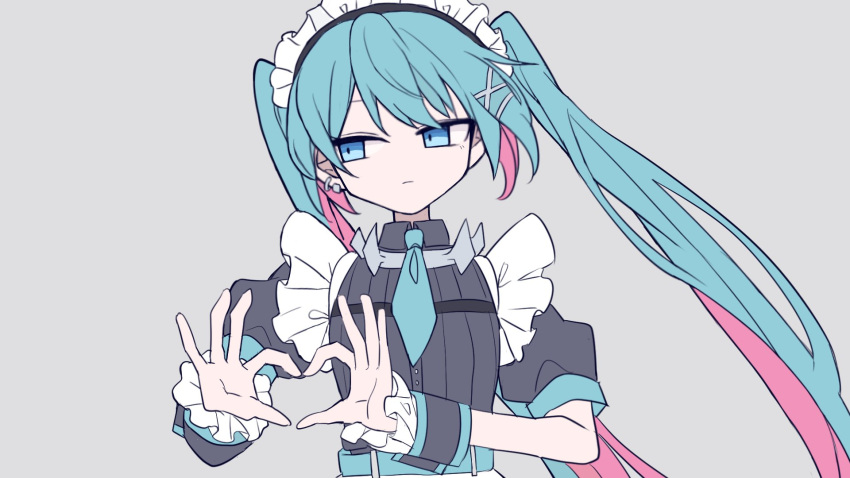 1girl, alternate_costume, belt, blue_belt, blue_eyes, blue_hair, blue_necktie, closed_mouth