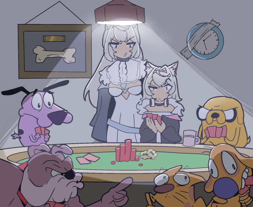 2girls, 5boys, adventure_time, animal_ear_fluff, animal_ears, blonde_hair, bone, bread_forbidden