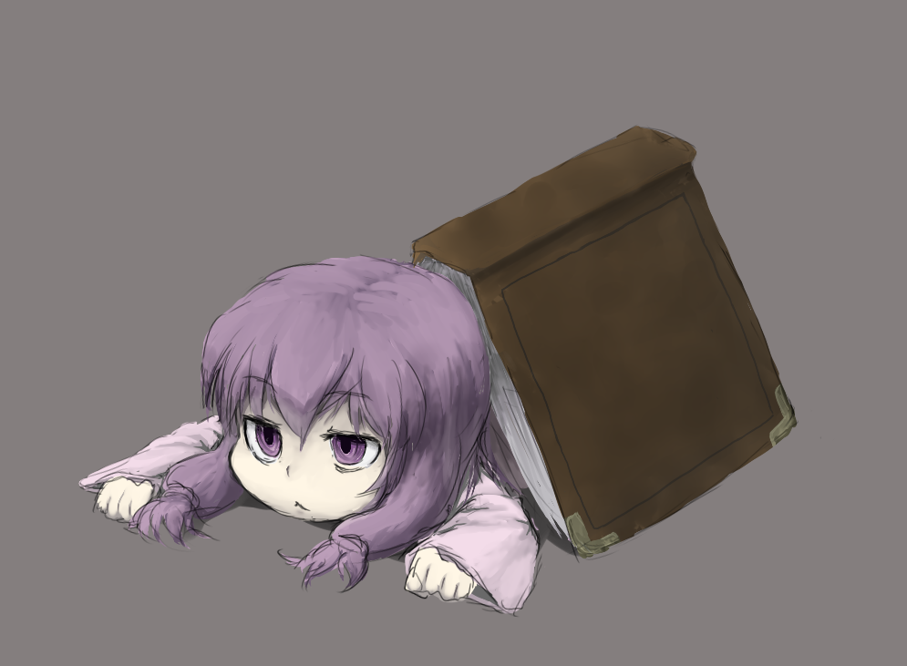 :<, book, bored, hayake, lying, no_hat, no_headwear, on_stomach