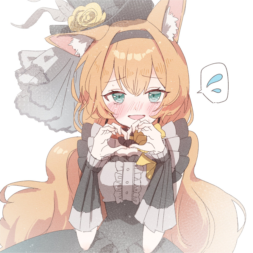 1girl, absurdres, animal_ear_fluff, animal_ears, black_dress, black_headband, blue_archive, blue_eyes