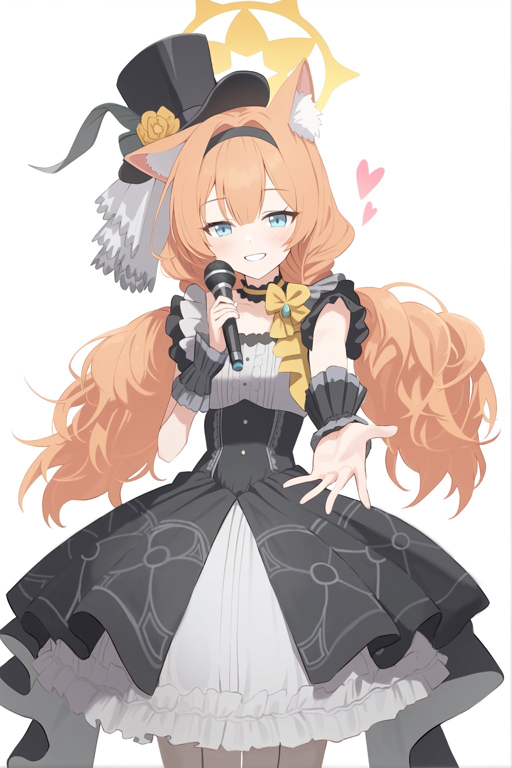 09cch29, 1girl, ai-generated, animal_ear_fluff, animal_ears, black_dress, black_headband, blue_archive