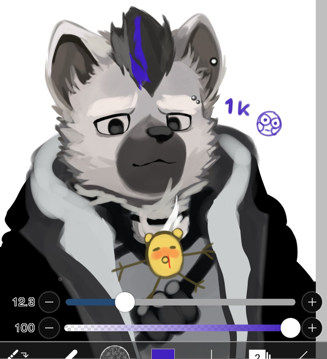 1boy, :3, animal_ear_fluff, apizbau, arknights, artist_self-insert, black_hair, black_jacket
