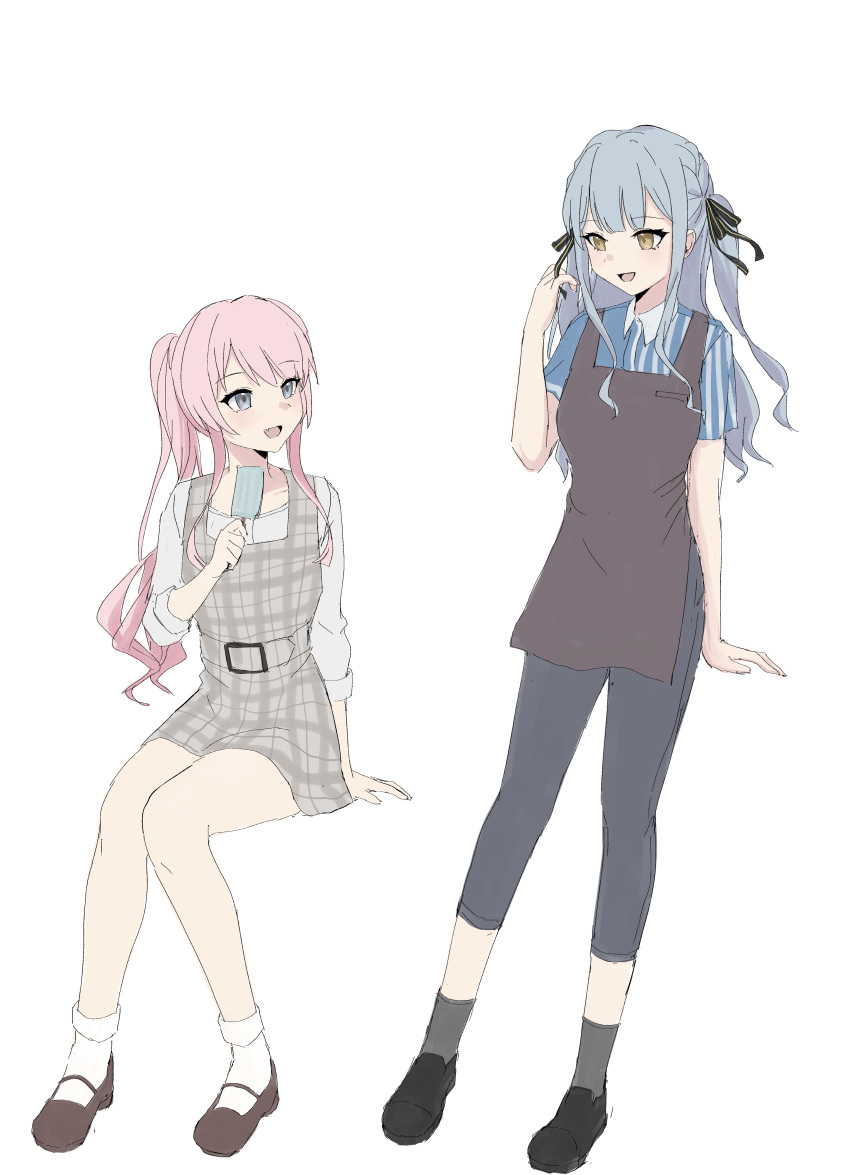 2girls, absurdres, apron, bang_dream!, bang_dream!_it's_mygo!!!!!, belt, belt_buckle, black_footwear