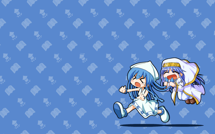 akasaka_takanari, chibi, crossover, hat, ikamusume, index, shinryaku!_ikamusume, tears, to_aru_majutsu_no_index, wallpaper
