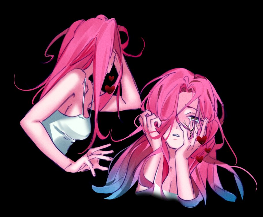 1girl, alien_stage, black_background, blue_hair, cracked_skin, cropped_torso, crying, dress