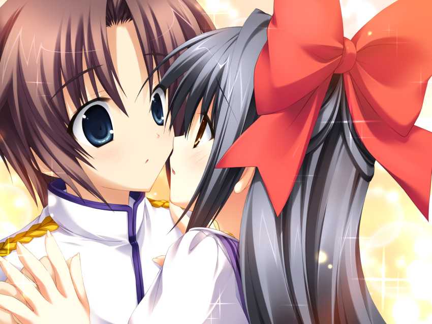 benzaiten_enishi, black_hair, brown_eyes, brown_hair, couple, female, game_cg, male