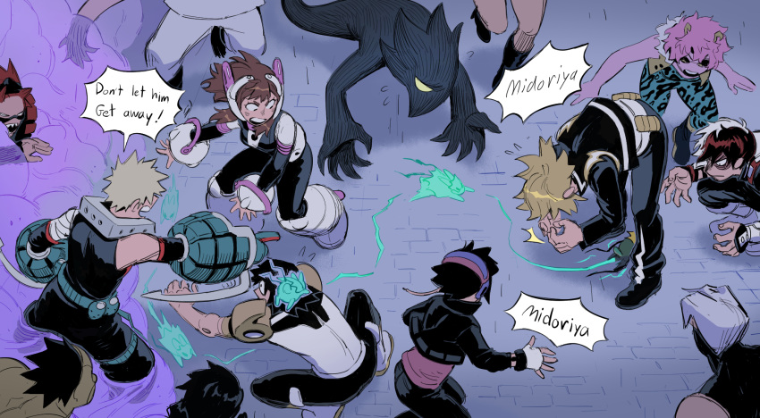 4girls, 6+boys, ^^^, alternate_eye_color, alternate_universe, animal, animalization, ashido_mina