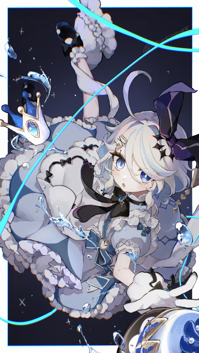 1girl, :o, absurdres, alice_(alice_in_wonderland), alice_(alice_in_wonderland)_(cosplay), alice_in_wonderland, alternate_costume, apron
